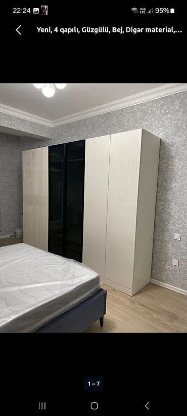 ikinci el qapi: Yeni, 6 qapı, Güzgülü, Bej, Digər material, Kupe, Düz dolab — 1
