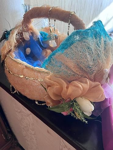 Tekstil: Dekorativ səbətlər dəsti – xonça/qonaqlıq üçün - 4 ədəd əl işi — 4