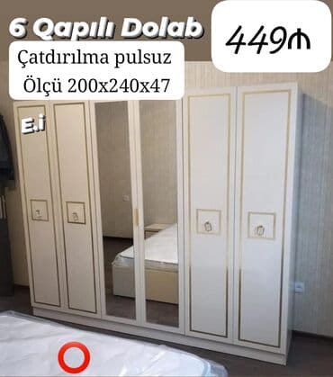 Yeni, Açılan, 6 qapı Düz dolab, Qarderob, paltar dolabı