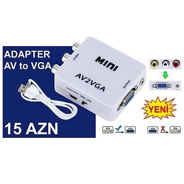 komputer setup: AV/RCA/Tülpan Adapterlər/Konverterlər (Çeviricilər) ⭐AV to VGA – 15 — 5