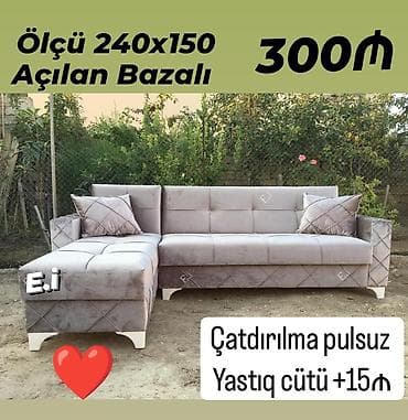stul ev ucun: Künc divan, Yeni, Açılan, Bazalı, Parça, Şəhərdaxili pulsuz çatdırılma — 1