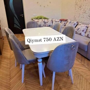 oturacaq dəstləri: Qonaq otağı üçün, Yeni, Açılmayan, Dördbucaq masa, 6 stul — 4