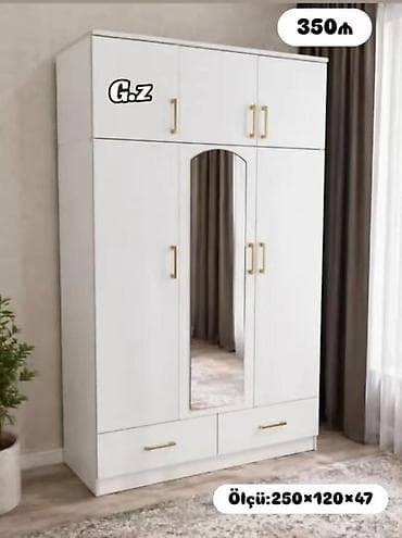 5 qapı, Güzgülü, Ağ, Digər material, Açılan, Düz dolab