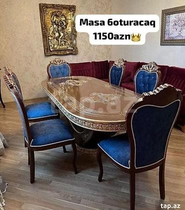 stulu: Qonaq otağı üçün, Yeni, Açılmayan, Oval masa, 6 stul — 1