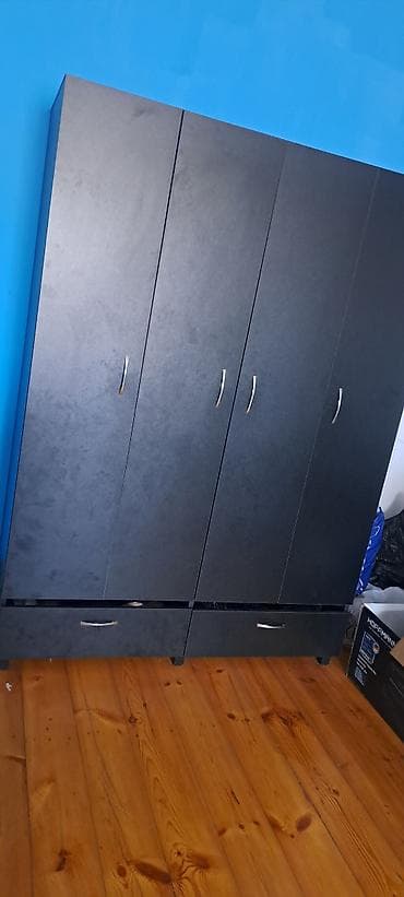 4 qapılı, Siyirməli, Qara, Digər material, Açılan, Düz dolab