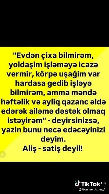 Evdən çıxmadan həftəlik və aylıq qazanc imkanı təklif olunur. Xüsusilə