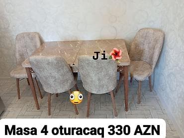 tabletka stullar: Mətbəx/qonaq otağı üçün masa və oturacaq dəstləri 1) Masa + 4 — 3
