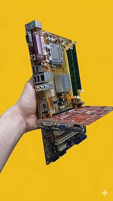 ram ddr 2: ASUS P5KPL əsas plata + Intel Core 2 Quad prosessor + videokart (DVI/ — 4