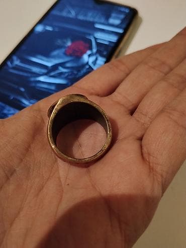 burun: Kompas gülləsi dizaynlı kişi üzüyü - Material: metal ərinti (antik — 2