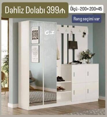 шкаф в зал: Kupe, 2 qapılı Düz dolab, Dəhliz dolabı — 1