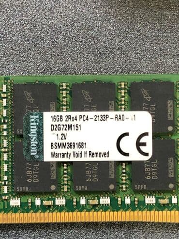 ssd yaddaş: Operativ yaddaş (RAM) Kingston, 16 GB, 2133 Mhz, DDR4, PC üçün, İşlənmiş — 2