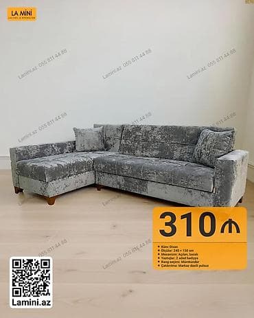 Ev üçün mebel: Künc Divan – LA MINI - Ölçü: 240 × 150 sm - Mexanizm: açılan, bazalı — 1