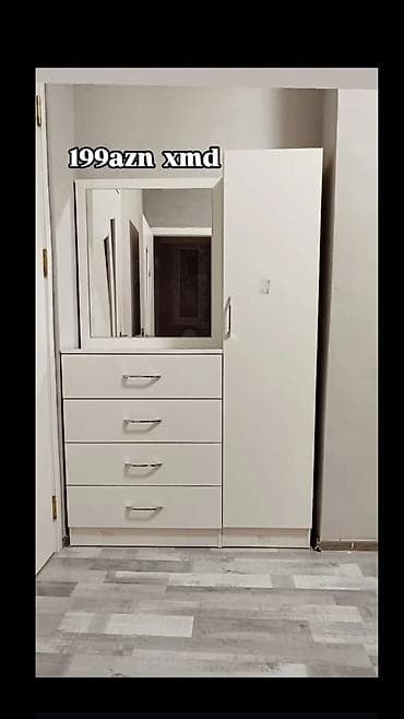 Ağ rəngli çoxfunksiyalı şifoner-komod dəsti - Dizayn: Minimalist