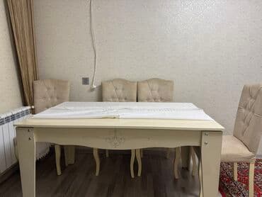 Sifarişlə mebel: Qonaq otağı üçün, İşlənmiş, Açılan, Dördbucaq masa, 6 stul — 6