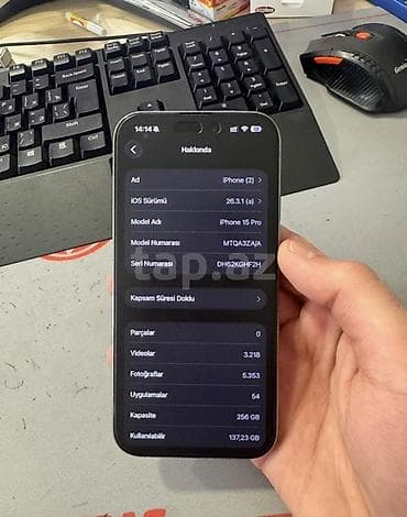 macbook pro 2014: IPhone 15 Pro, 256 GB, Gümüşü, Face ID — 3