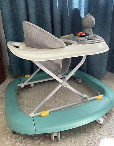 Yerimək üçün arabalar, çəliklər, əsalar, rollatorlar: Uşaq gəzdirici (walker) - Rənglər: ağ, boz və turkuaz yaşıl baza - — 2