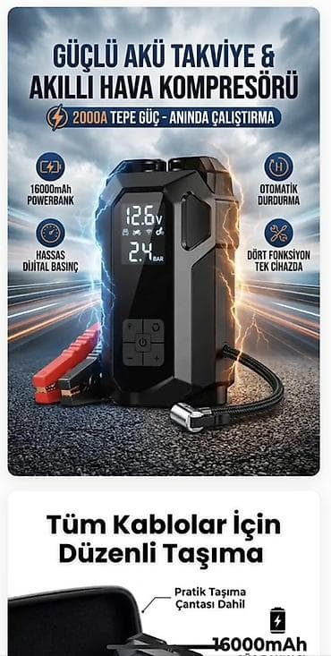 maşın çuxolları: Çoxfunksiyalı 4‑ü 1-də akü gücləndirici və ağıllı hava kompressoru - — 1