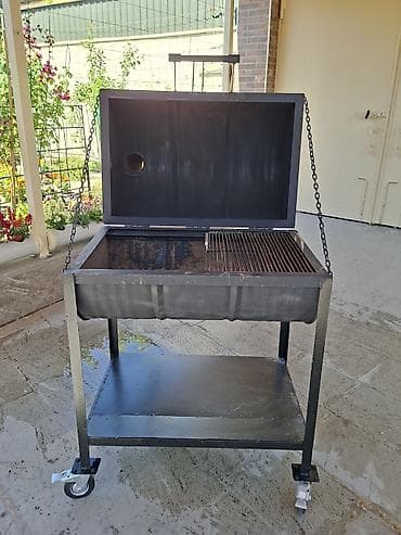 soba odun: Metall manqal/BBQ qril arabası - Material: qalın divarlı metal gövdə — 4