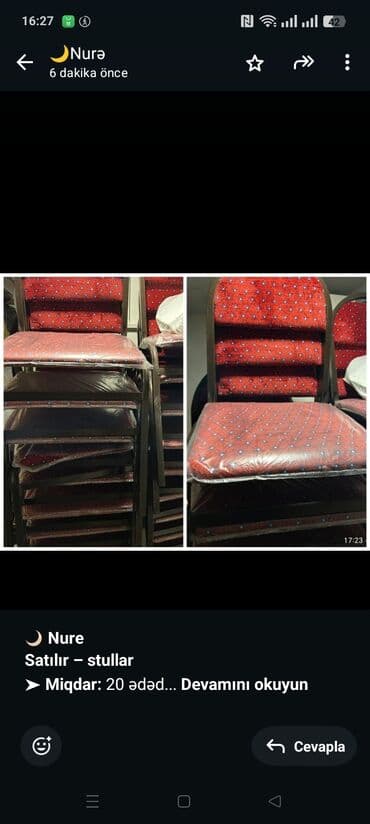 puls oksimetre qiyməti: 🌙 *Nure* *Satılır – stullar* ➤ *Miqdar:* 20 ədəd ➤ *Alınış — 1