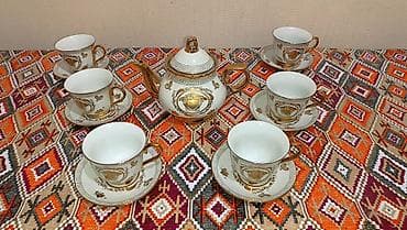 mis caydan: Çay dəsti, rəng - Qızılı, Farfor, 6 nəfərlik — 2
