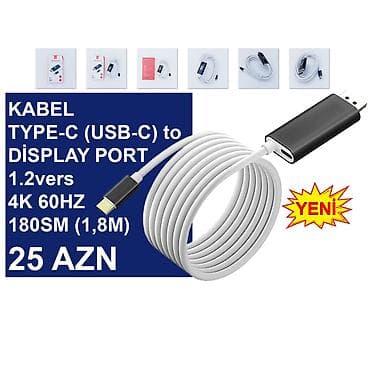 dvi kabel: Display Port Kabellər ⭐Type-C (USB-C) to Display Port 1.2vers 1,8m 4K — 9
