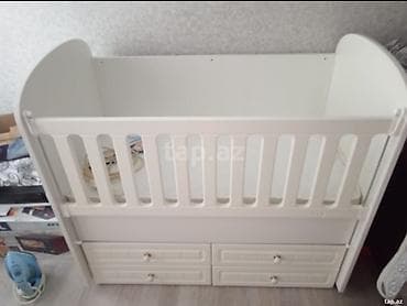 madeyra matras: Ağ rəngli uşaq beşiyi – çekmecəli model - Material: MDF/Laminat tipli — 1