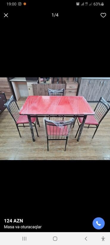 Masa və oturacaq dəstləri: Qonaq otağı üçün, Yeni, Açılan, Kvadrat masa, 4 stul — 2