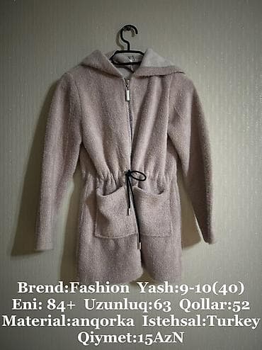 Пальто: Brend:Fashion Yash:9-10(40) Eni: 84+ Uzunluq:63 Qollar:52 — 7