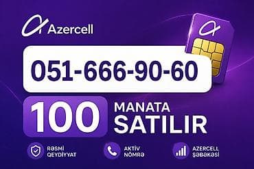 Azercell nömrə: 051-666-90-60 - Qiymət: 100 manata satılır (280a