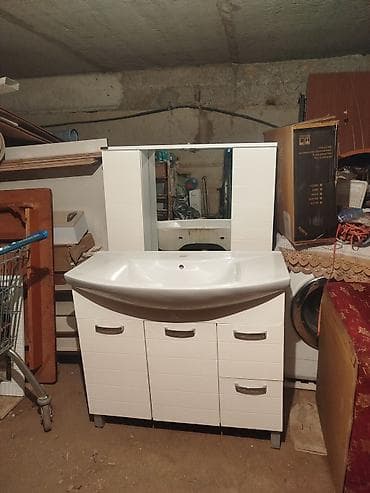 Vanna otağı üçün lavabo dəsti - Komplekt: geniş keramik lavabo, alt