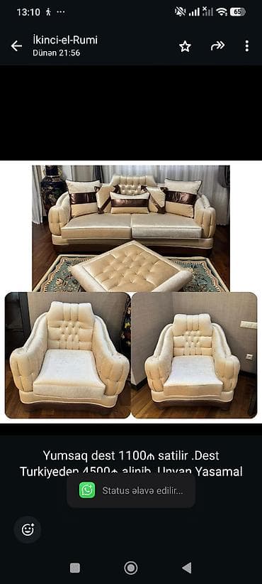 Yumsaq dest 1100₼ satilir .Dest Turkiyeden 4500₼ alinib .Unvan Yasamal