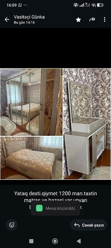 Yataq desti.qiymet 1200 man.taxtin matras ve bazasi var.unvan