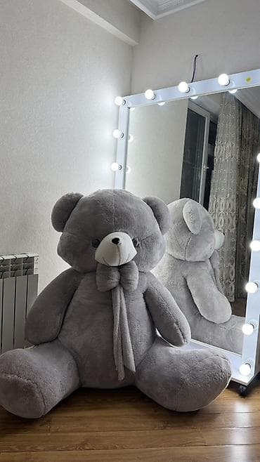 Böyük ölçülü peluş ayı oyuncağı - Rəng: Boz, ağ burnu və üz hissəsi -