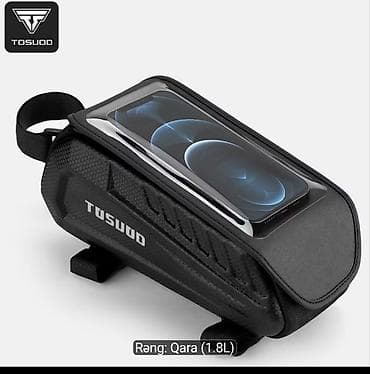 Велоаксессуары: Velosiped üçün suya davamlı telefon üçün çanta – TUSUUD (rəng: qara — 6