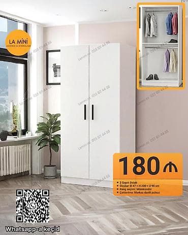 2 qapılı, Ağ, Açılan, Düz dolab