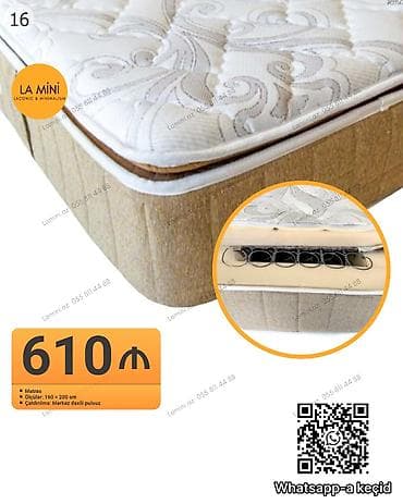 abşivka: Məhsul: Yaylı matras Xüsusiyyətlər: - Ölçü: 160 × 200 sm - Daxili — 1