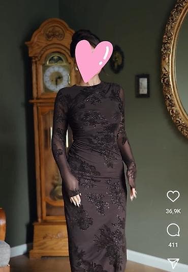 sumqayitda don: Zərif gecə/libas – qara-qəhvəyi tonlarda, bədənə oturan siluet. - — 1