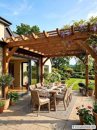 Bağ üçün taxta pergola – dizayn və quraşdırma xidməti - Material — 2