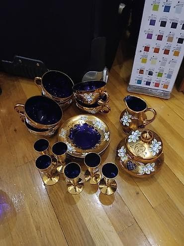 mis caydan: Çay dəsti, rəng - Qızılı, Şüşə — 1