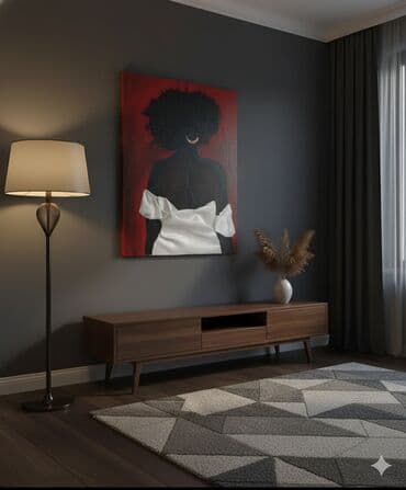 Bağ evi və bağ üçün hərşey: Rəsm əsəri – kətan üzərində akril - Mövzu: arxadan görünüşlü zərif — 2