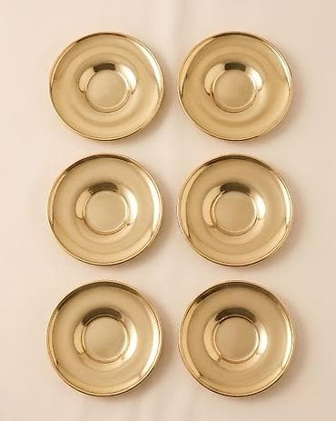cay: Qəhvə dəsti, rəng - Qızılı, Metal — 1
