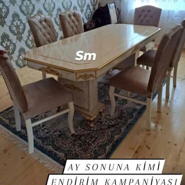 stol desdi: Qonaq otağı üçün, Yeni, Açılmayan, Dördbucaq masa, 6 stul — 9