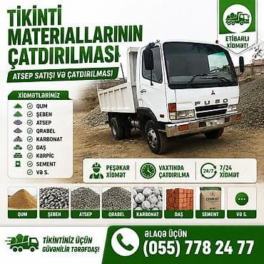 Avto xidmətlər: Tikinti üçün lazım olan qum, şeben, atsep, karbonat, qrabel, daş — 1