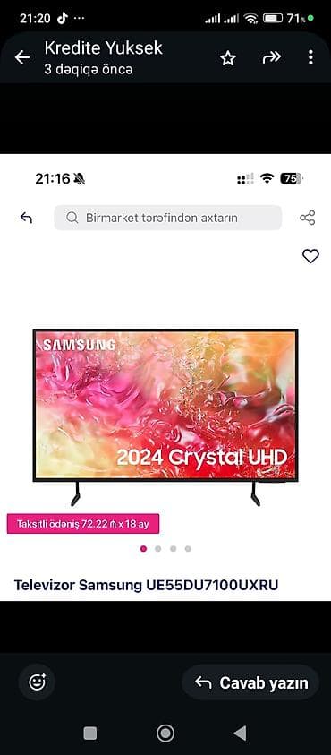 Televizor Samsung LED ekran 55" 4K (3840x2160)