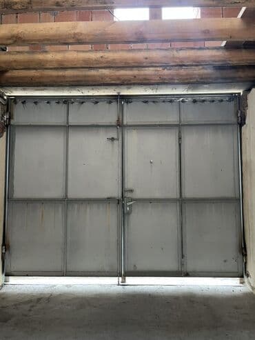 ağcaqanad toru: Dəmir Qaraj darvazası, Yana açılan, Mexaniki, 2 m, rəng - Boz, Qapı ilə — 1