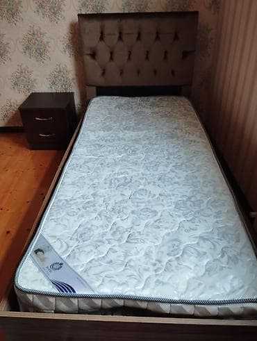 stul ucuz: Təknəfərlik çarpayı, Matras ilə, Siyirməsiz — 5