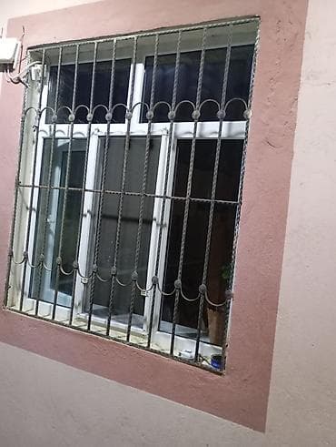 PVC plastik pəncərə və dəmir barmaqlıq komplekti - Material: ağ