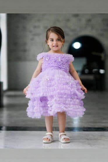 Məktəbli forması: Uşaq üçün bənövşəyi ziyafət/libas paltarı — 1