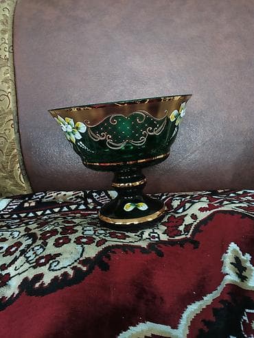 Дом и сад: Şüşə şirniyyat vazı – ayaqlı, dekorativ - Material: qalın bərk şüşə - — 2