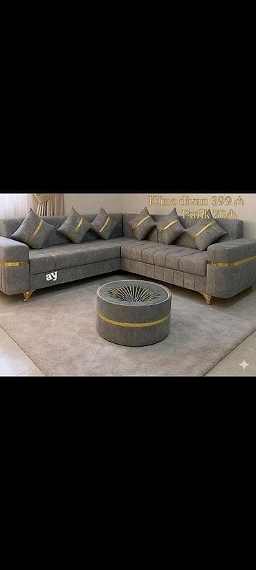 kafe ucun divan: Künc divan, Qonaq otağı üçün, Bazalı, Açılan — 1